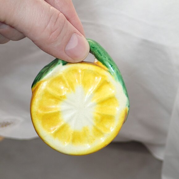 Vintage 1960's Small Lemons Porcelain Salt and Pepper Shakers Lemons Oranges - Picture 2 of 12